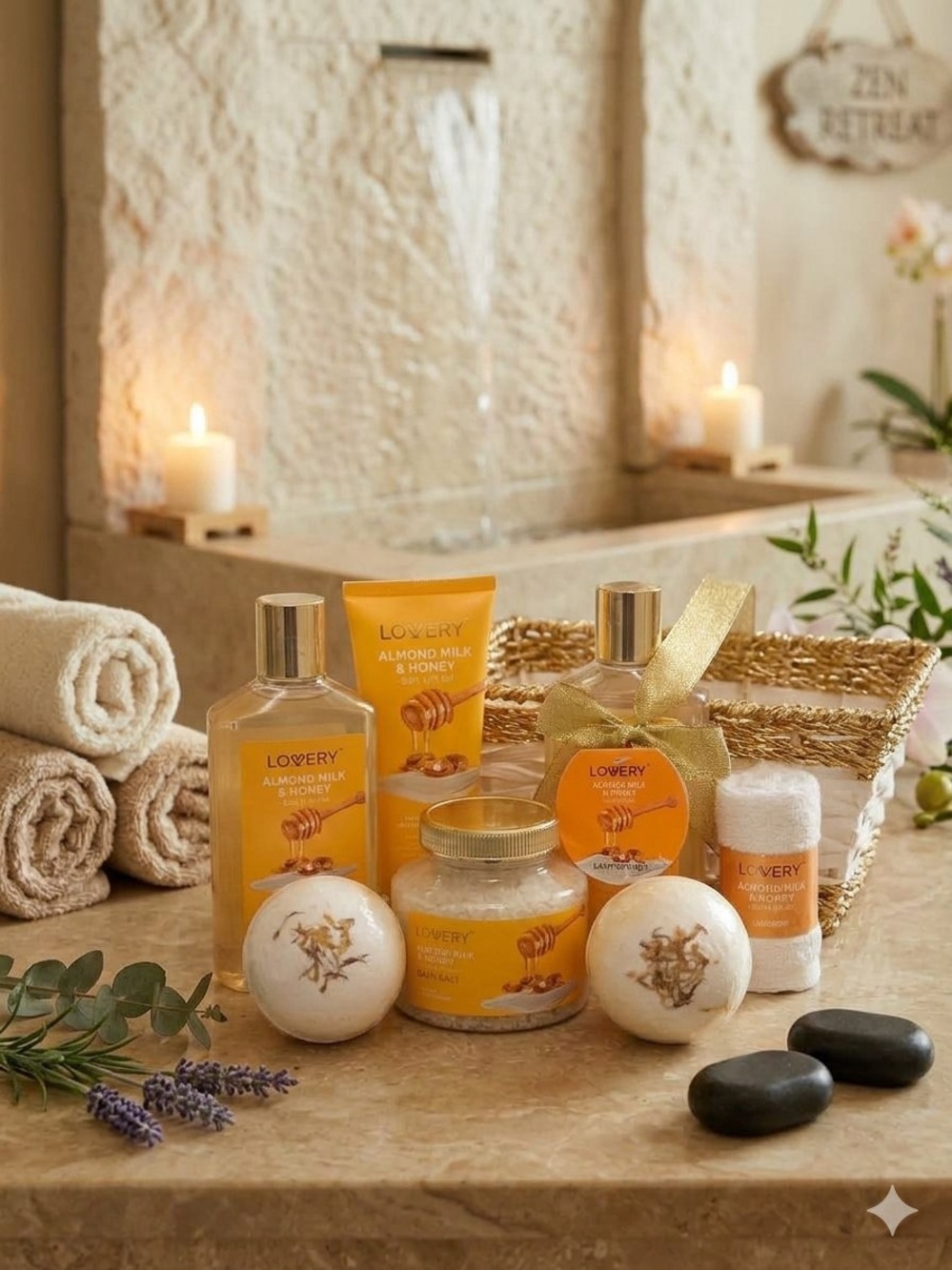 Lovery Almond Milk & Honey Bath Gift Set